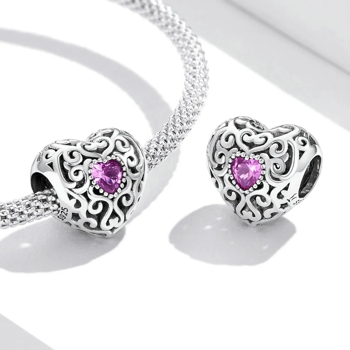 PANDORA Style Retro Pattern Love Charm - SCC2136