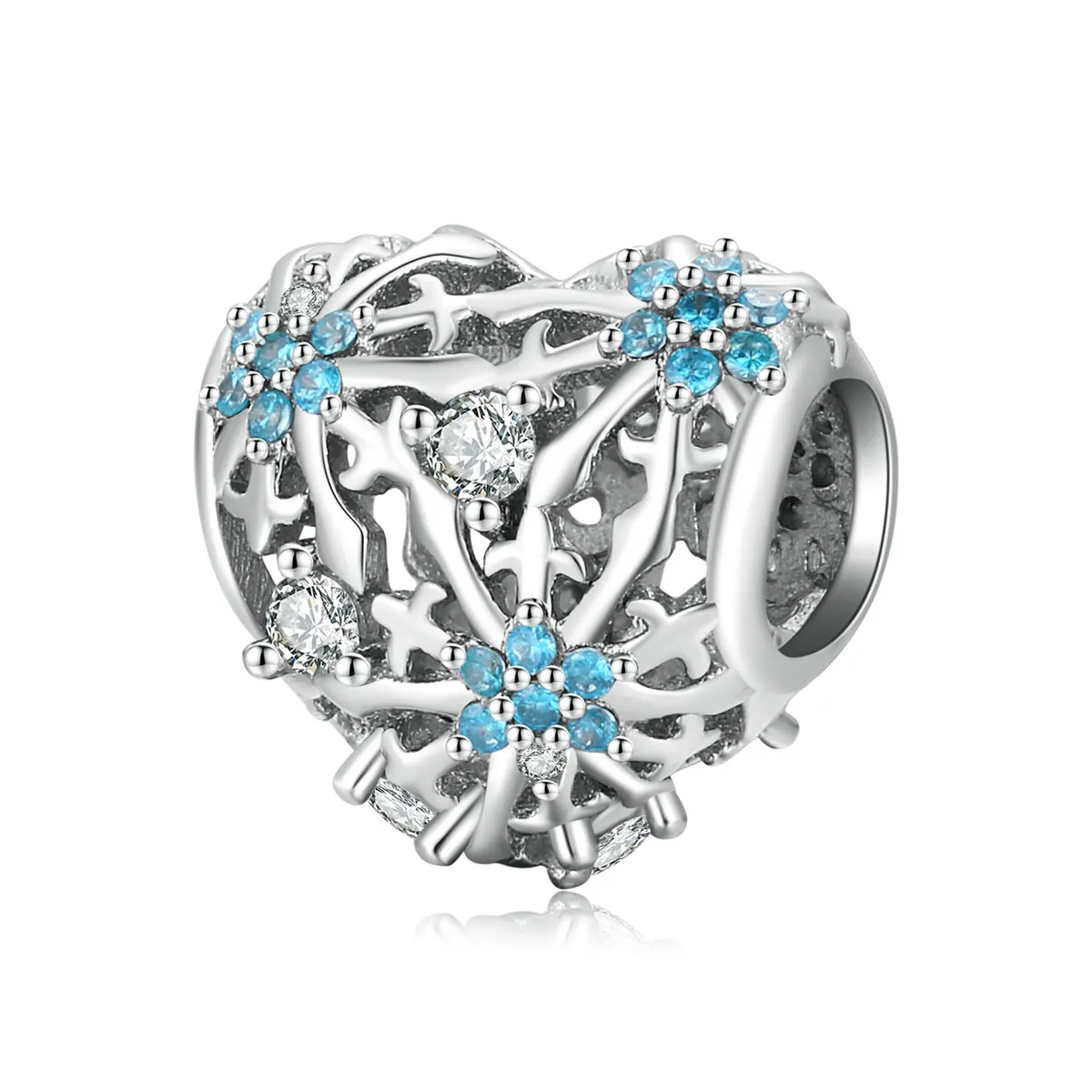 pandora style snowflake heart charm bsc530