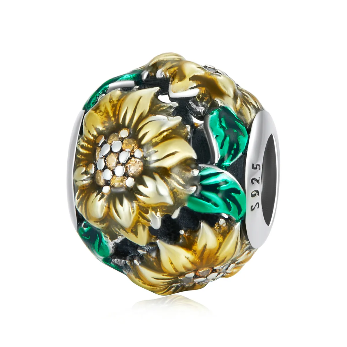 pandora style sunflower charm scc2209