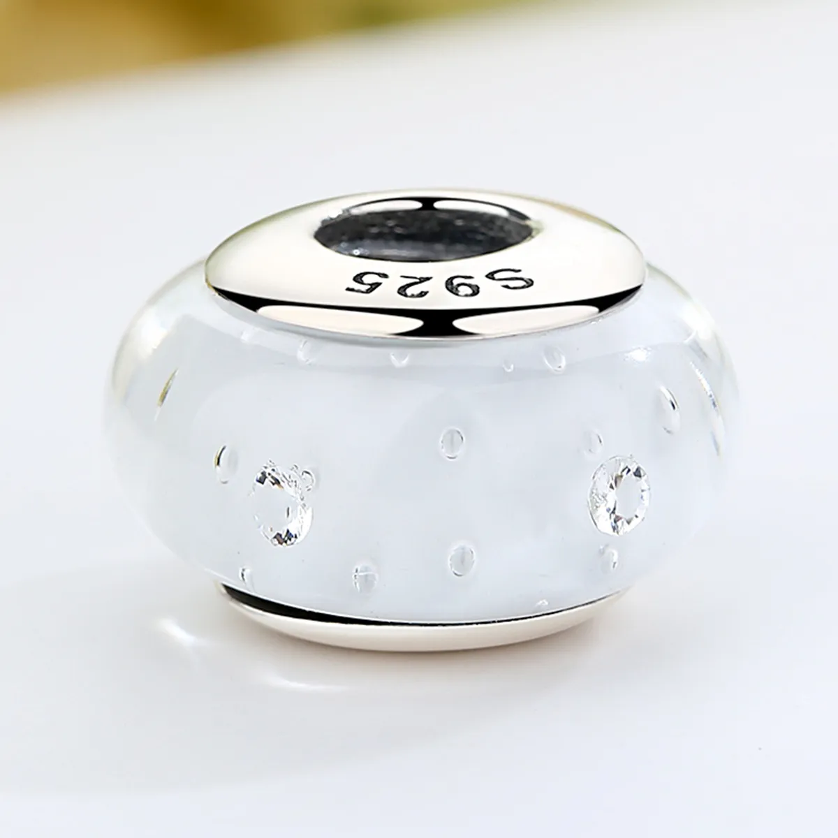 PANDORA Style White Murano Glass Charm - SCZ002