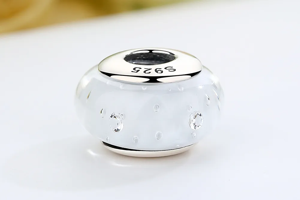 PANDORA Style White Murano Glass Charm - SCZ002