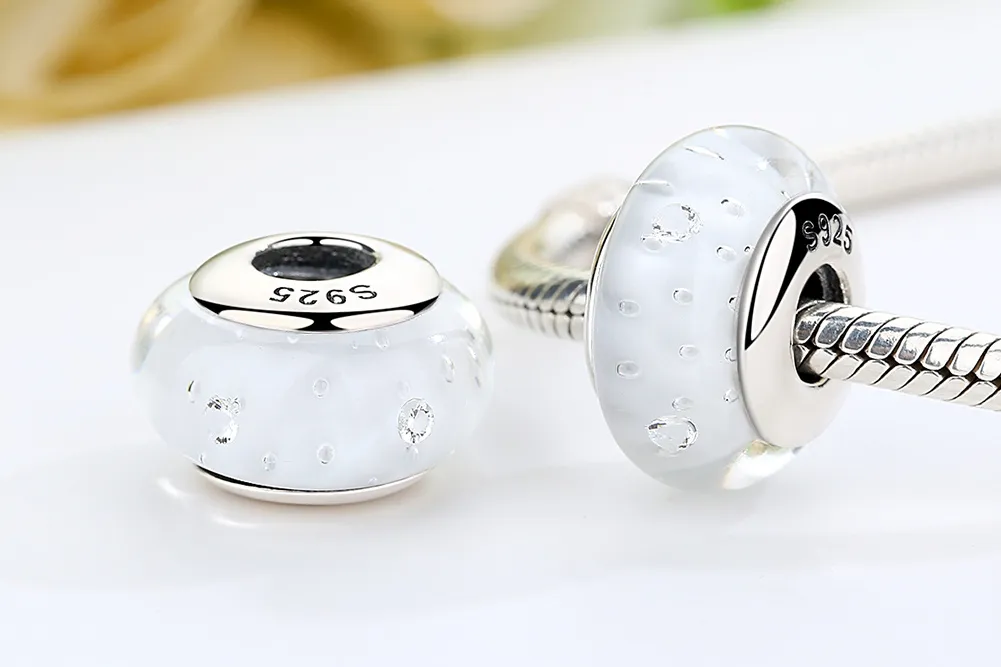 PANDORA Style White Murano Glass Charm - SCZ002