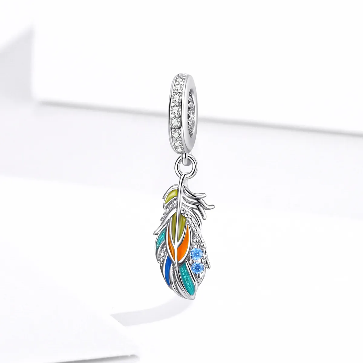 PANDORA Style Colorful Feathers Dangle Charm - BSC304