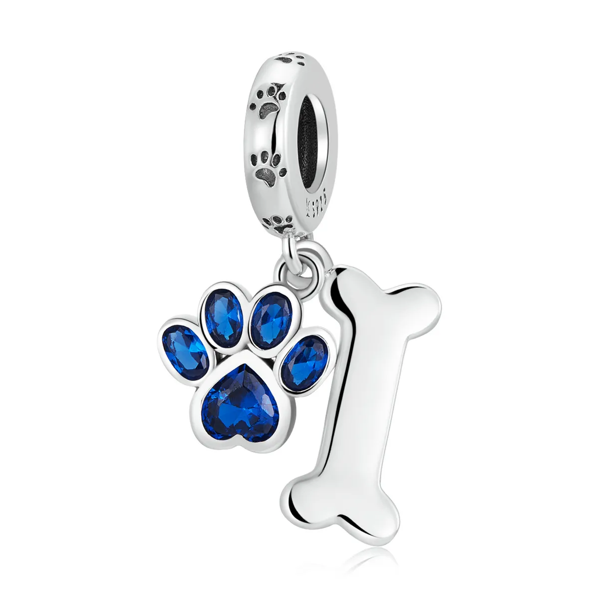 pandora style dog paw bone dangle charm scc2127