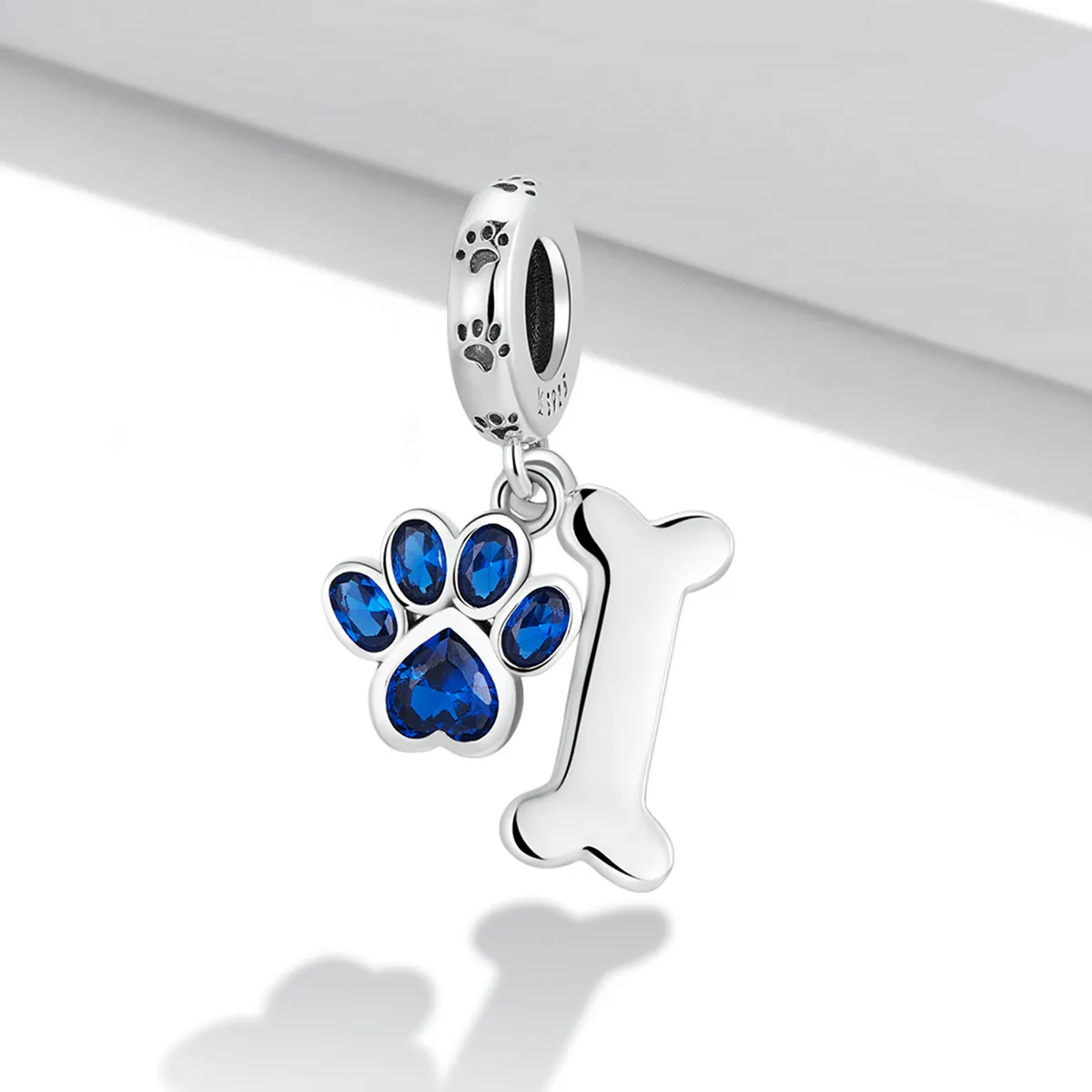 PANDORA Style Dog Paw Bone Dangle Charm - SCC2127