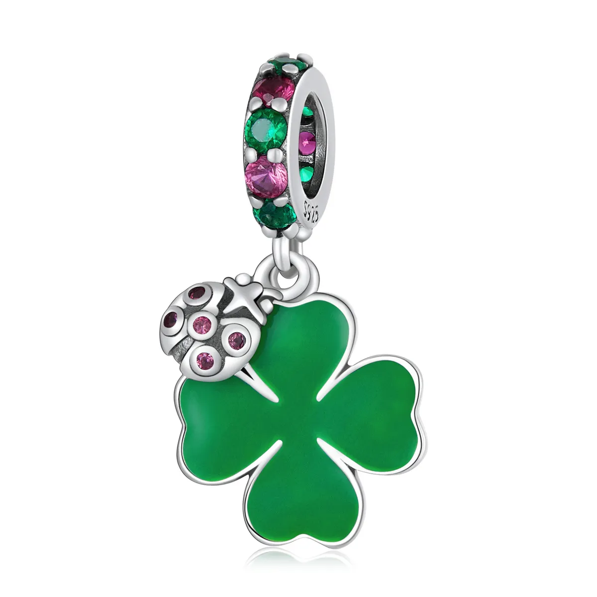 PANDORA Style Ladybug Clover Dangle Charm - SCC2187