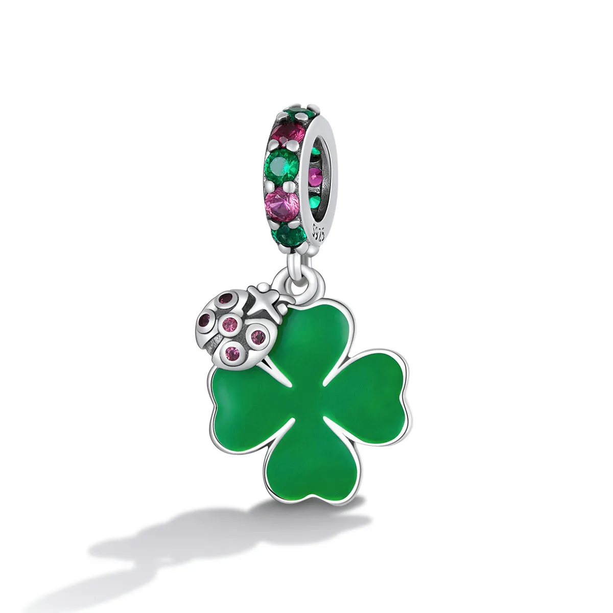 PANDORA Style Ladybug Clover Dangle Charm - SCC2187