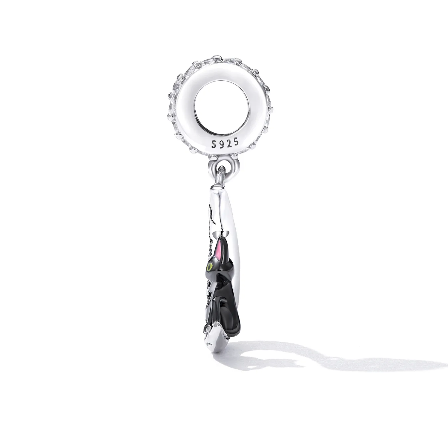 PANDORA Style Moon Black Cat Dangle Charm - SCC2218