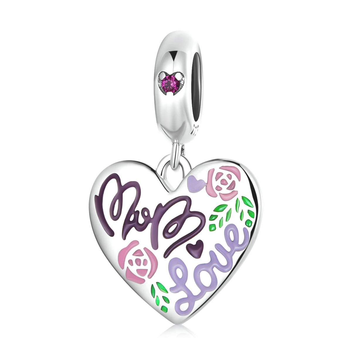 pandora style mother's day colorful graffiti hearts dangle charm bsc594