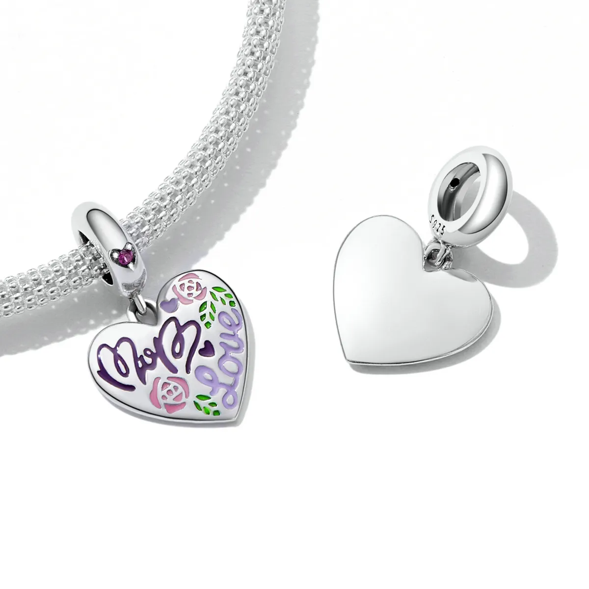 PANDORA Style Mother's Day - Colorful Graffiti Hearts Dangle Charm - BSC594