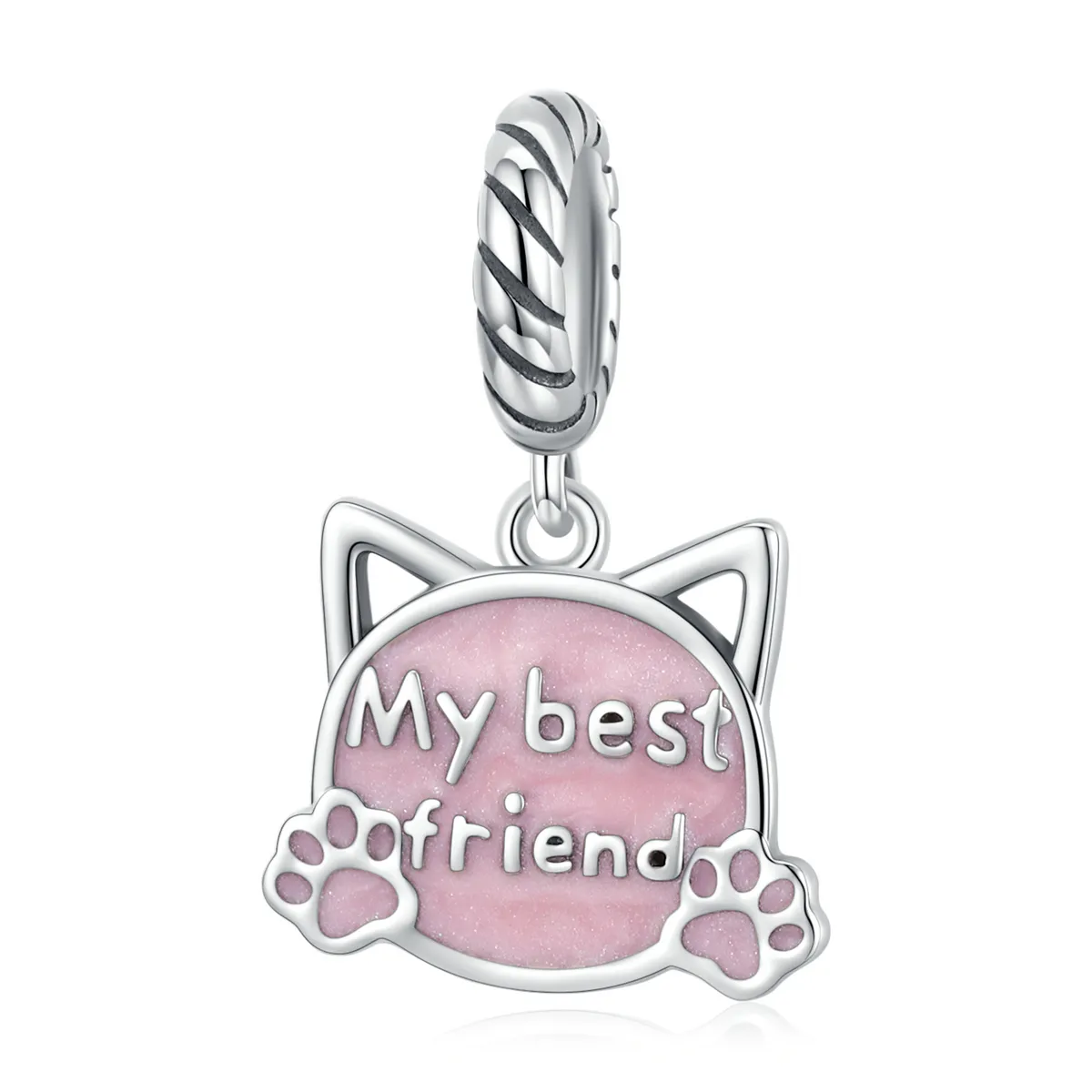 PANDORA Style Pink Cat Dangle Charm - BSC519