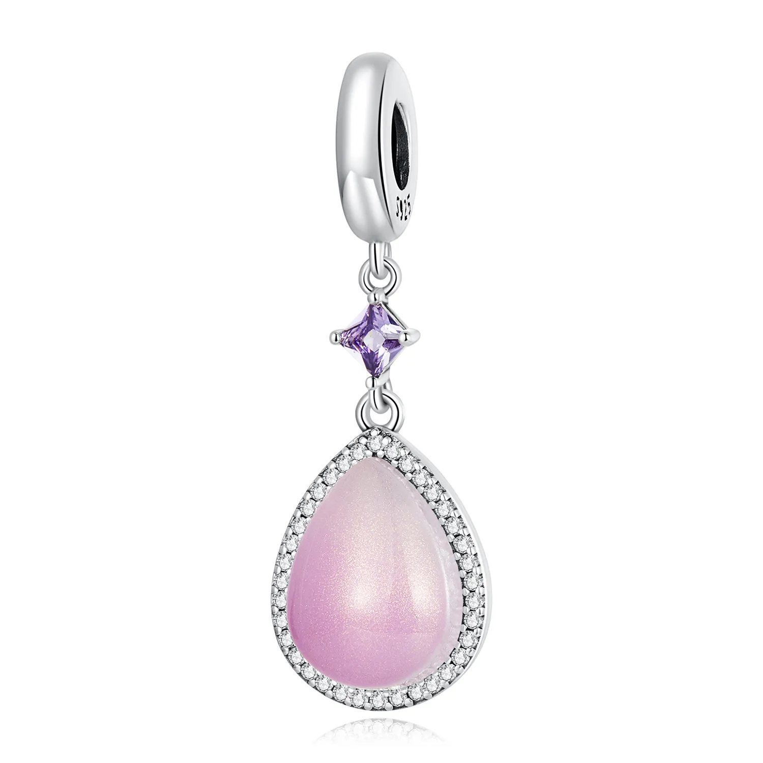 pandora style pink water drop dangle charm scc2272