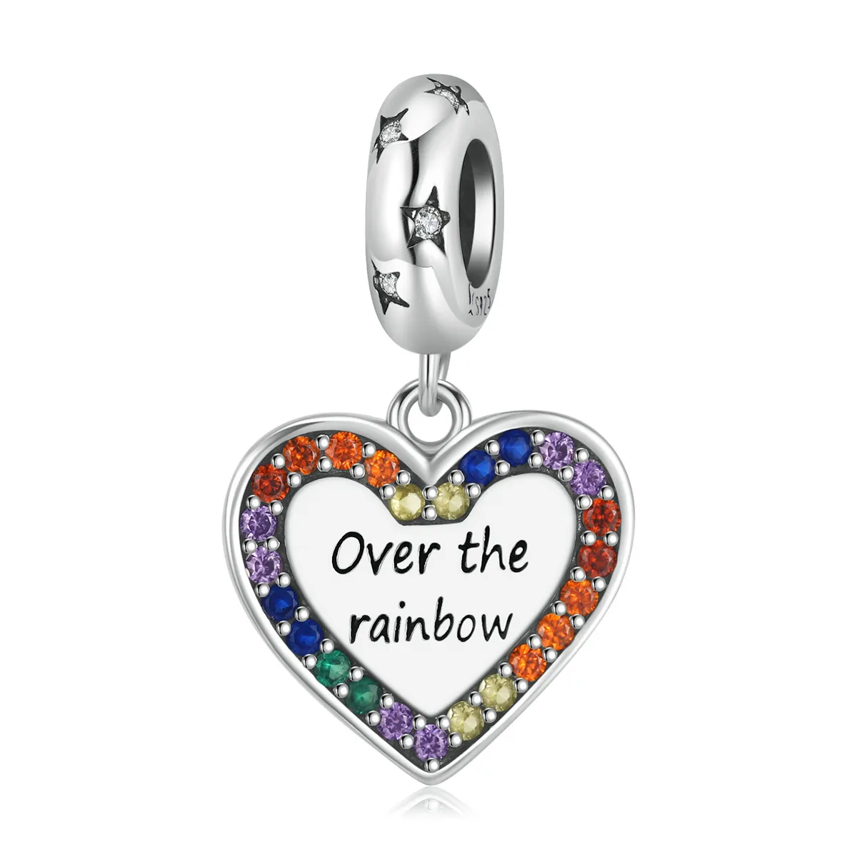 pandora style rainbow heart dangle charm scc2146