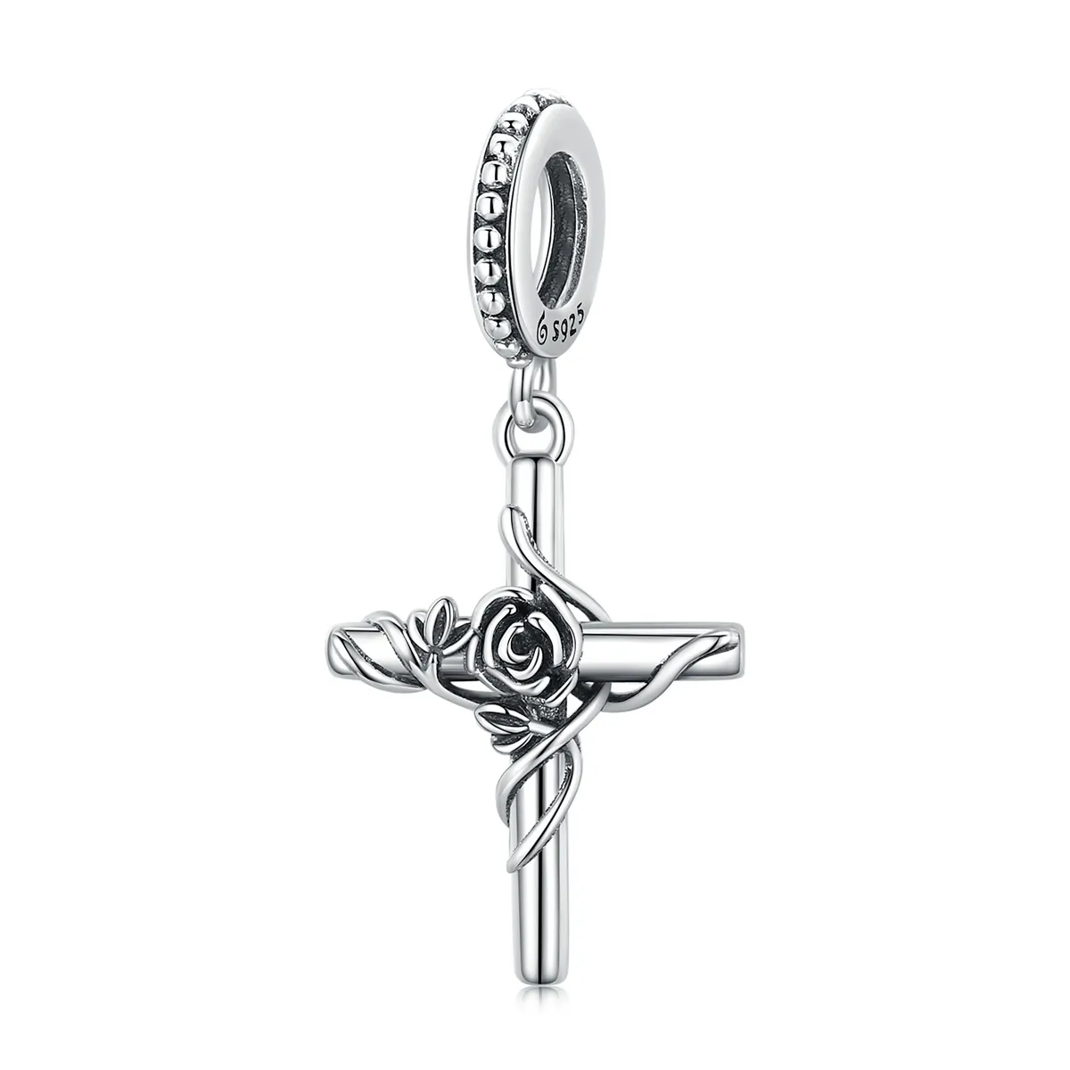 pandora style rose cross dangle charm bsc526