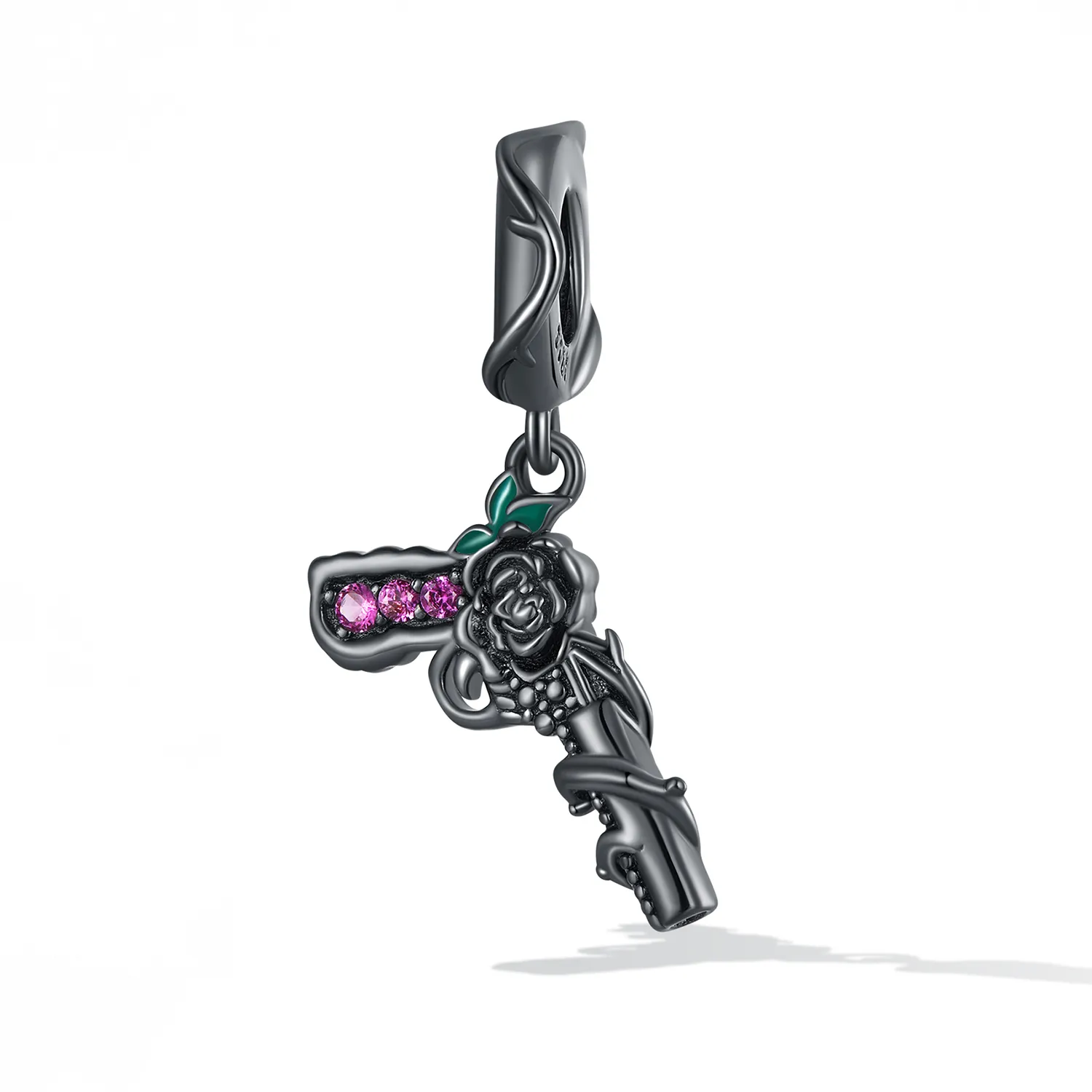 PANDORA Style Rose Pistol Dangle Charm - SCC2241