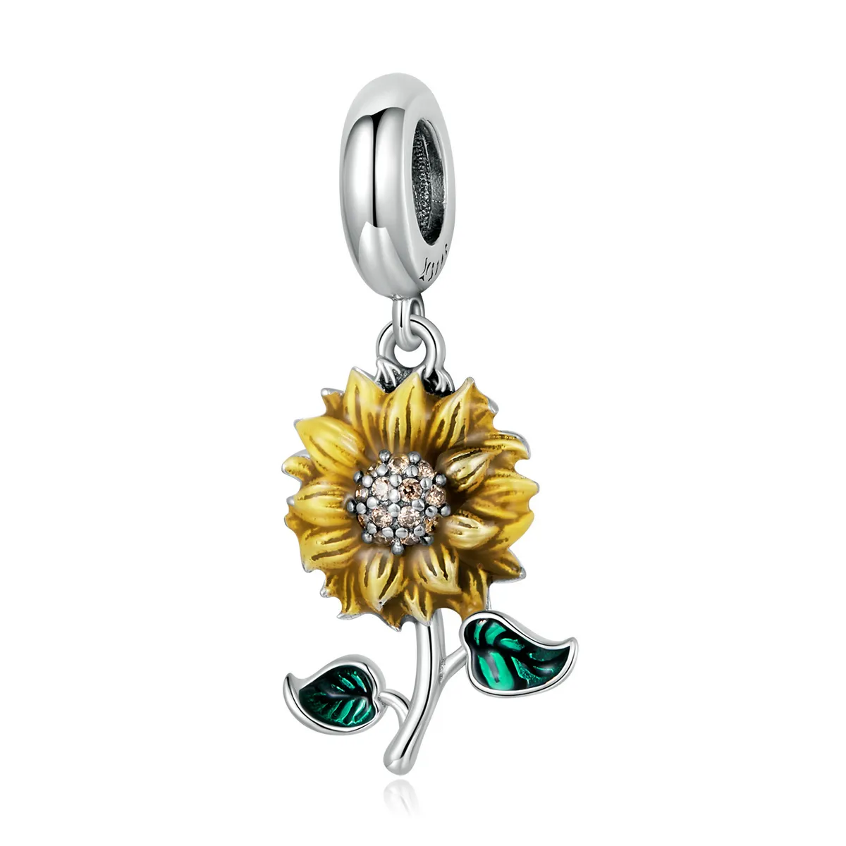 pandora style sunflower dangle charm scc2079