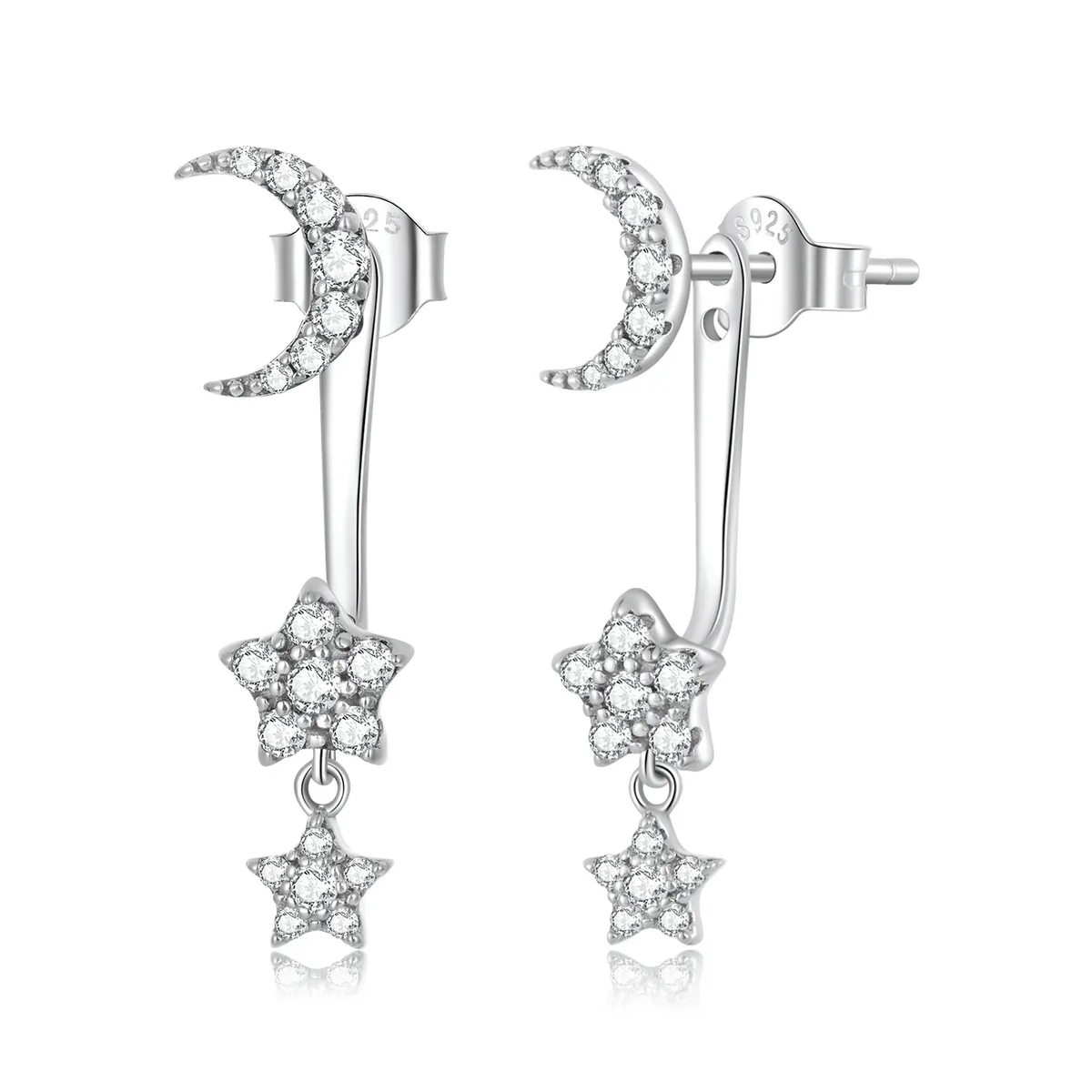 PANDORA Style Exquisite Star and Moon Drop Earrings - SCE1395