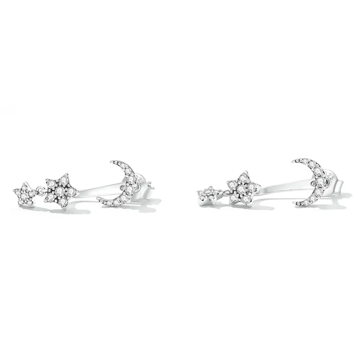 PANDORA Style Exquisite Star and Moon Drop Earrings - SCE1395