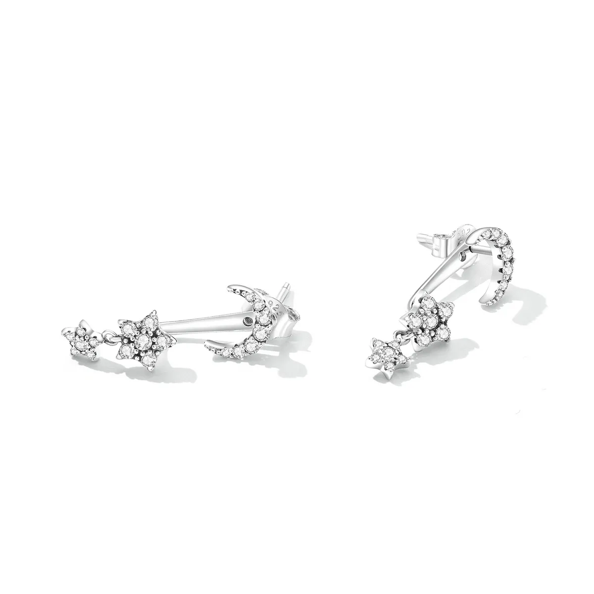 PANDORA Style Exquisite Star and Moon Drop Earrings - SCE1395