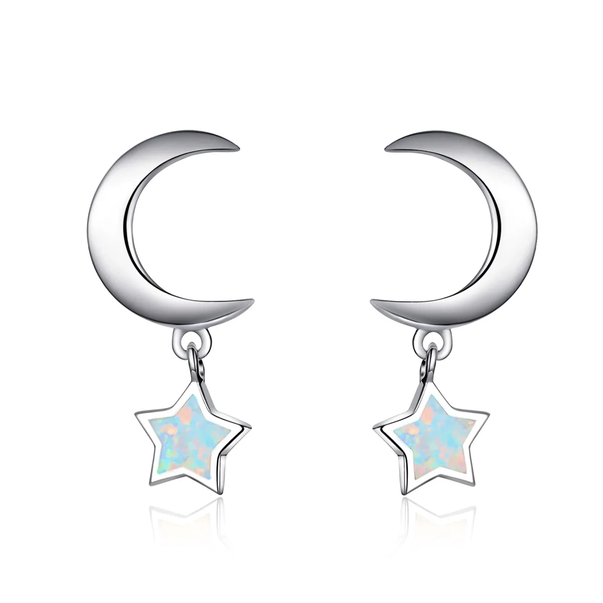 PANDORA Style Moon and Star Opal Drop Earrings - SCE707