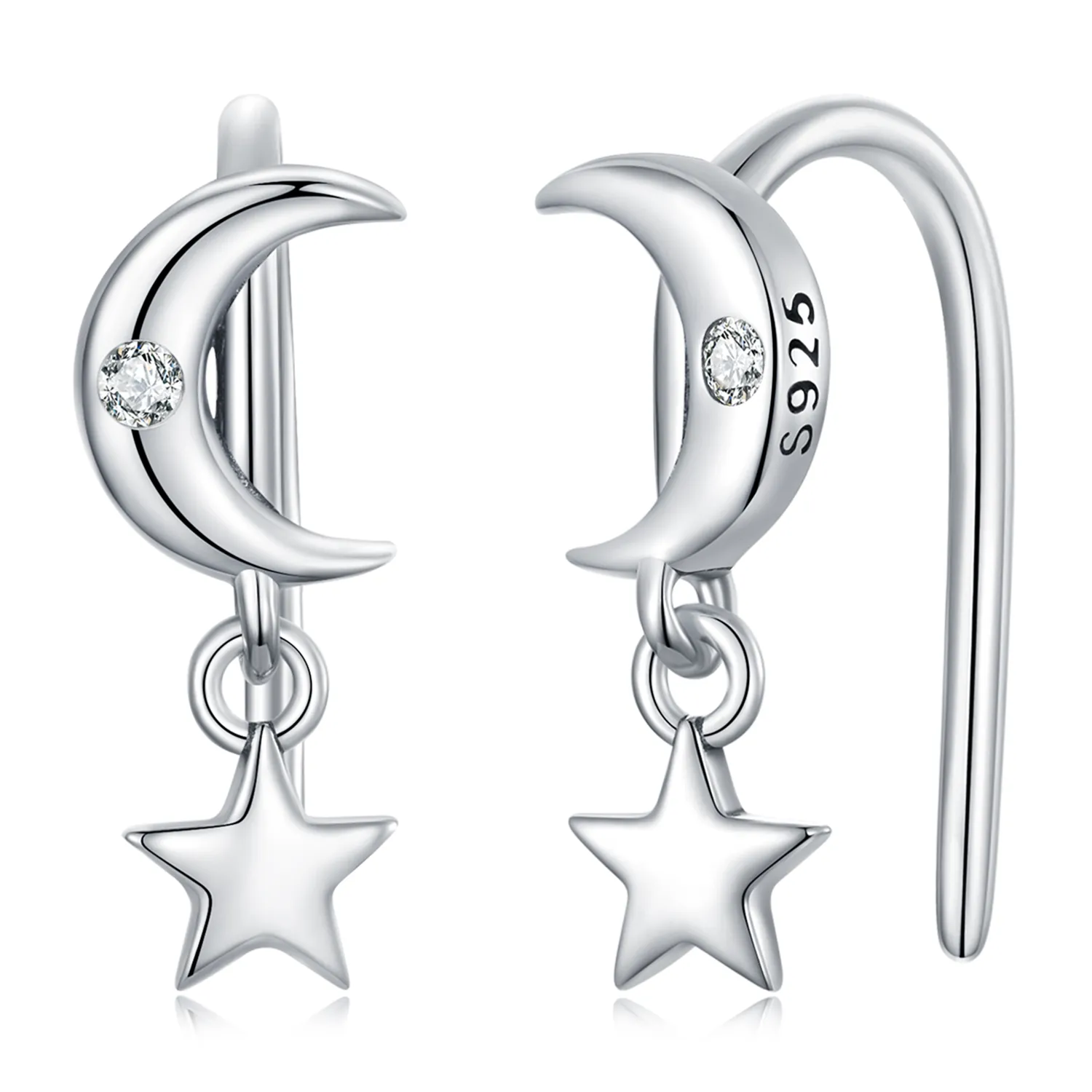 pandora style moon and stars drop earrings sce1500