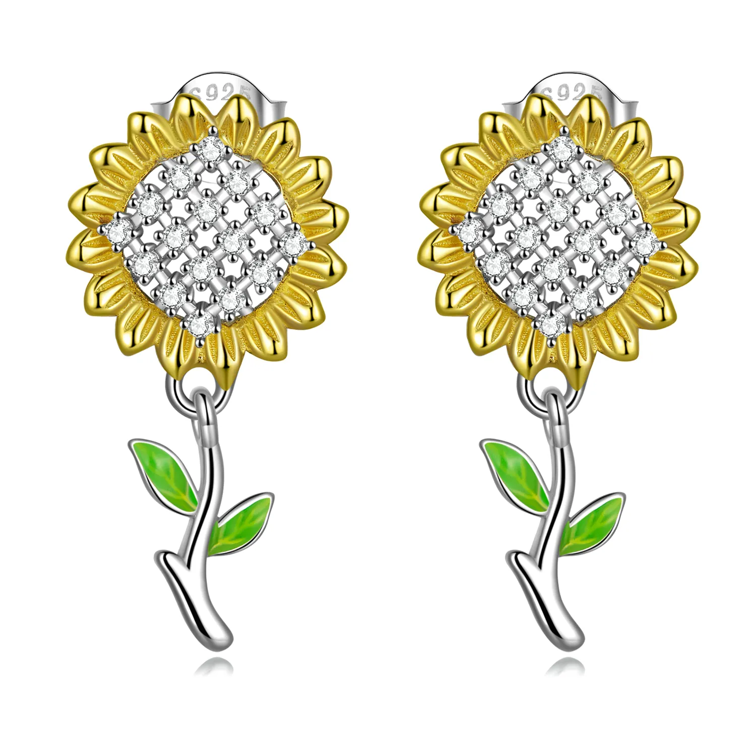 pandora style sunflower drop earrings sce1471