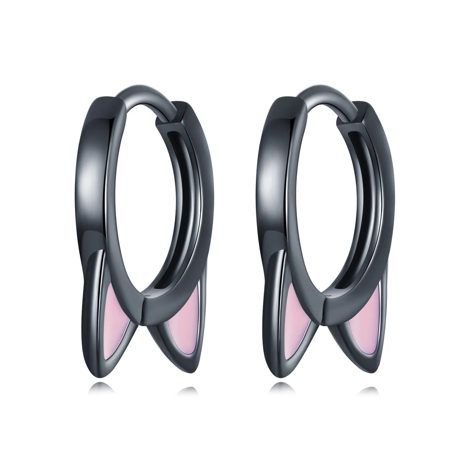 pandora style black cat ears hoop earrings sce1515