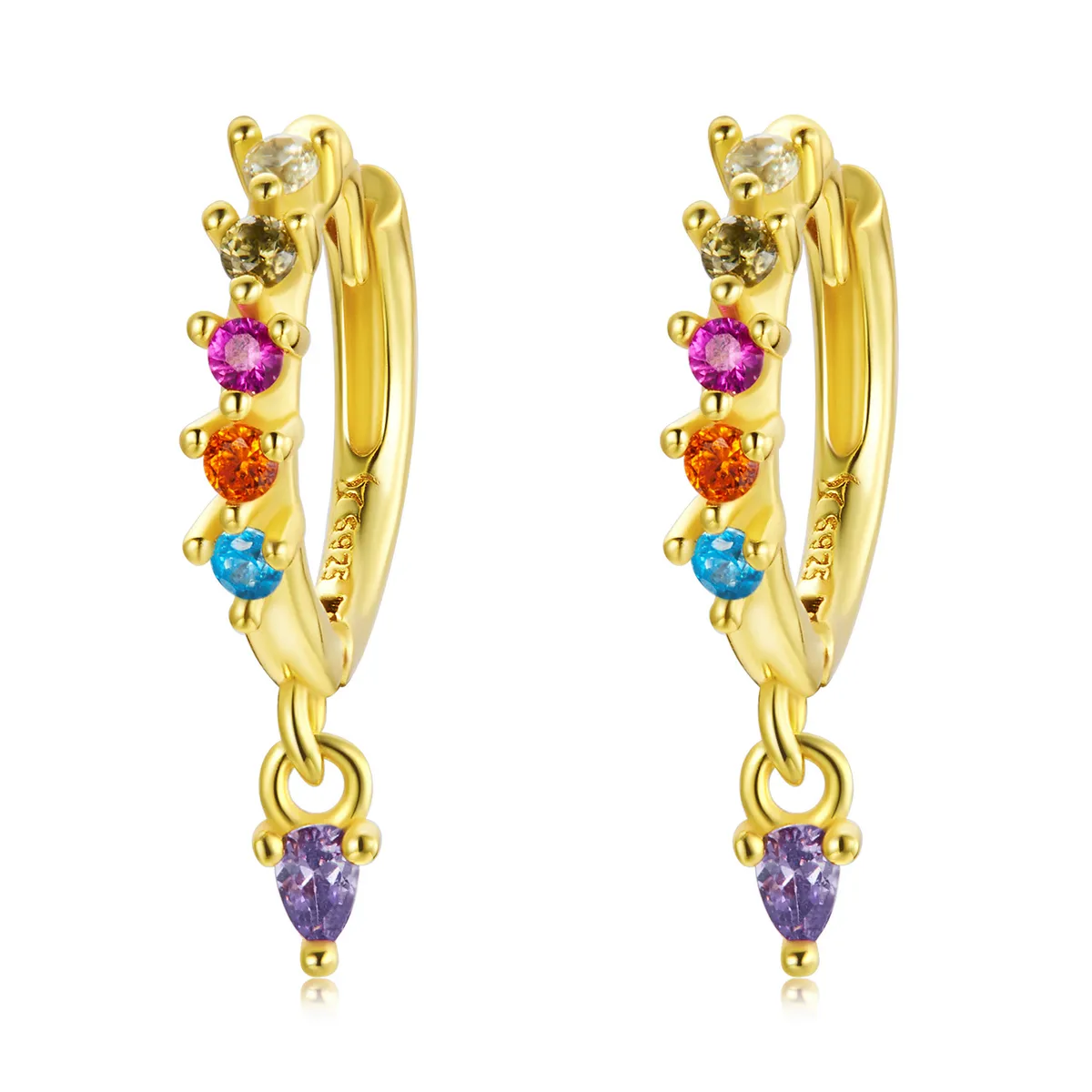 PANDORA Style Colorful Zircon - Water Drop Hoop Earrings - SCE1209