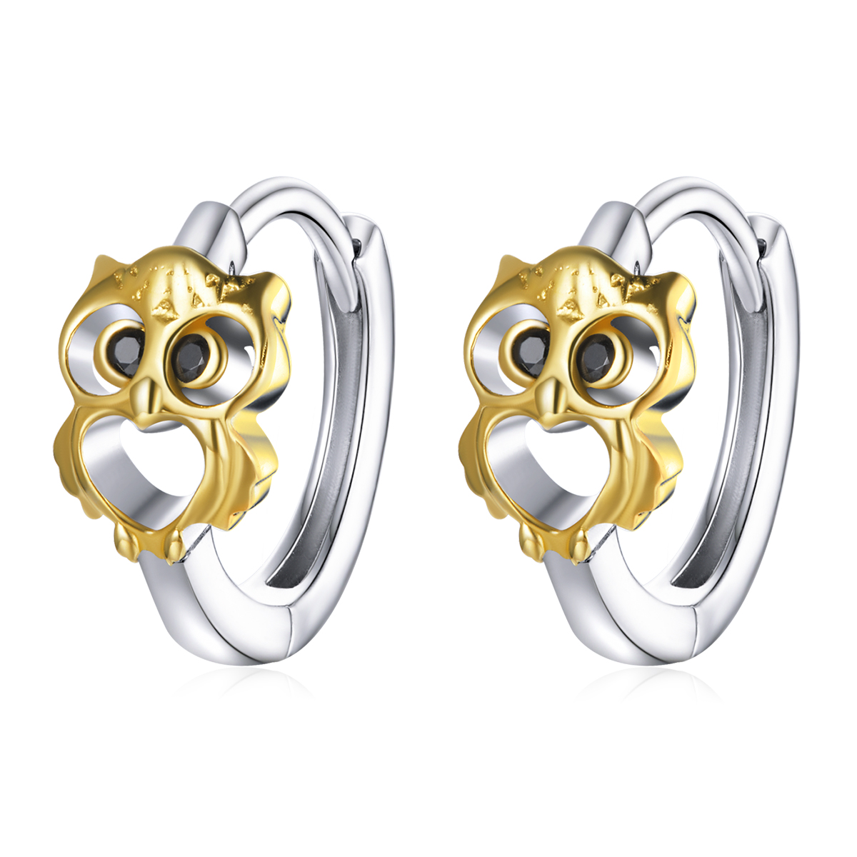 pandora style creative owl hoop earrings bse505