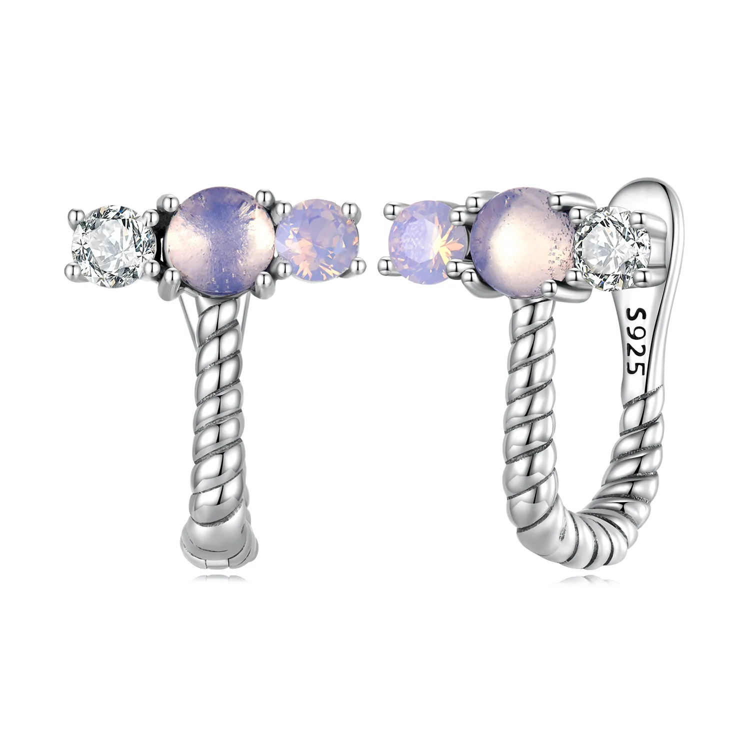 PANDORA Style Gem Splicing U Shape Hoop Earrings - SCE1453