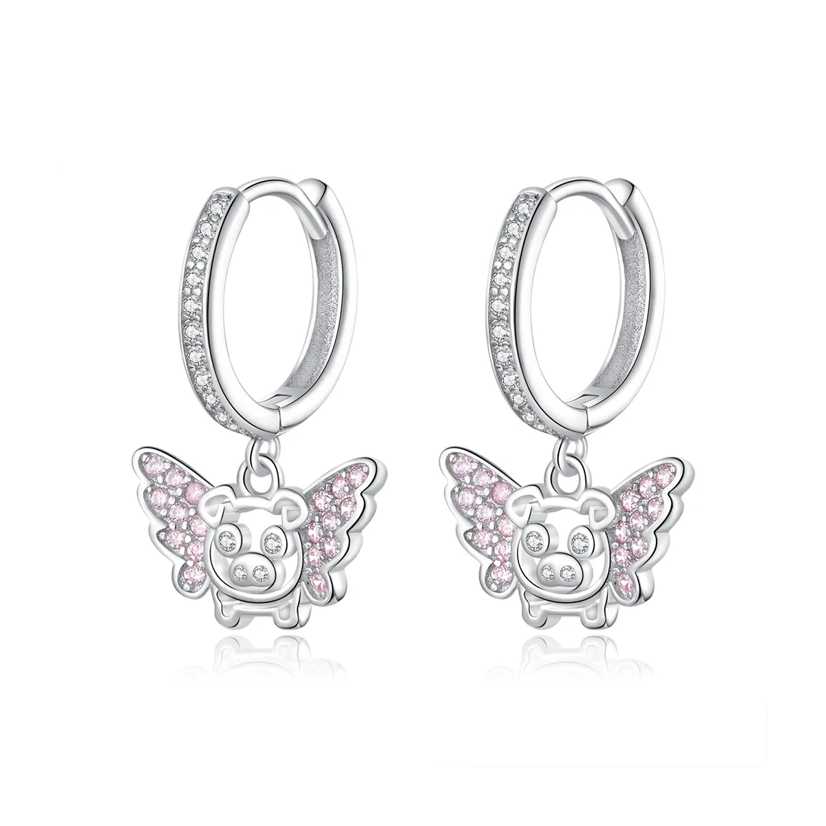 PANDORA Style Little Flying Pig Hoop Earrings - BSE224