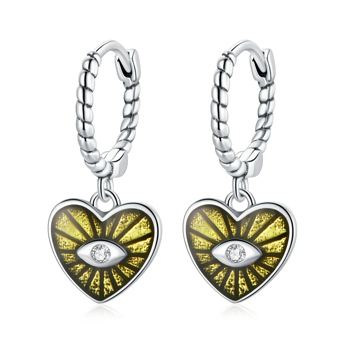 PANDORA Style Love Devil Eyes - Lemon Yellow Hoop Earrings - SCE1270-YE