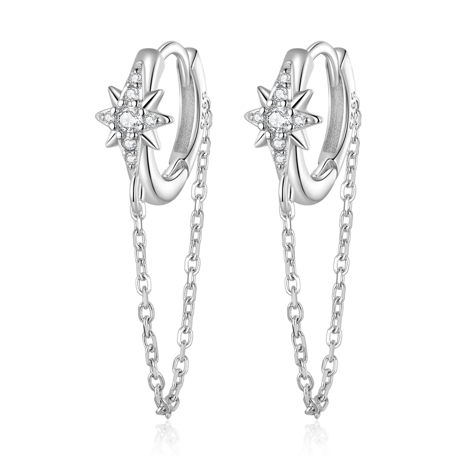 PANDORA Style Mans Star Hoop Earrings - BSE699