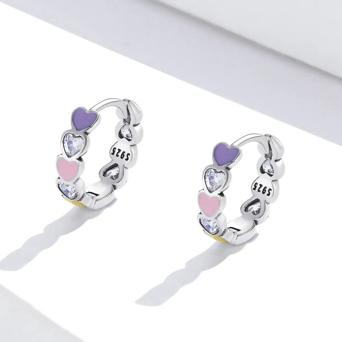 PANDORA Style Rainbow Heart Hoop Earrings - SCE1342