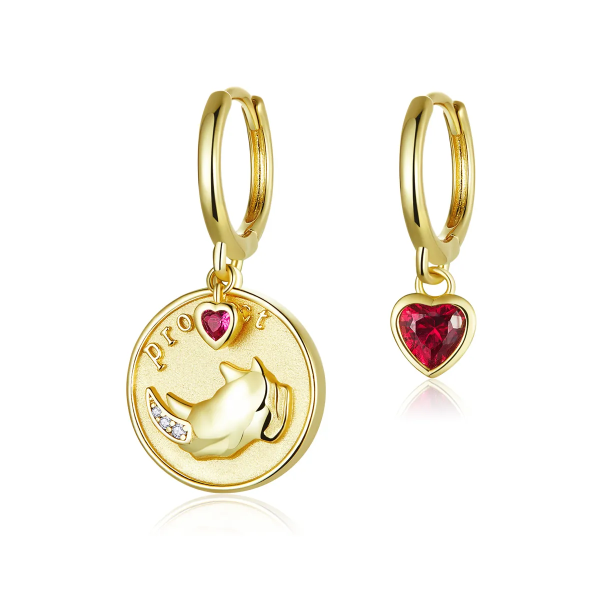 PANDORA Style Rhino and Heart Hoop Earrings - BSE369-R