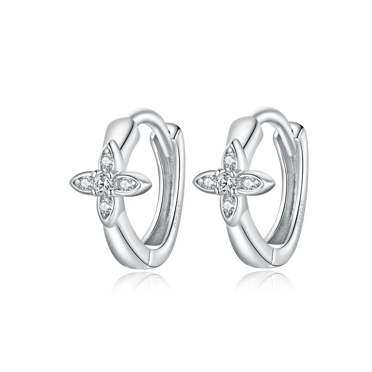 PANDORA Style Sparkle Flower Hoop Earrings - SCE1043