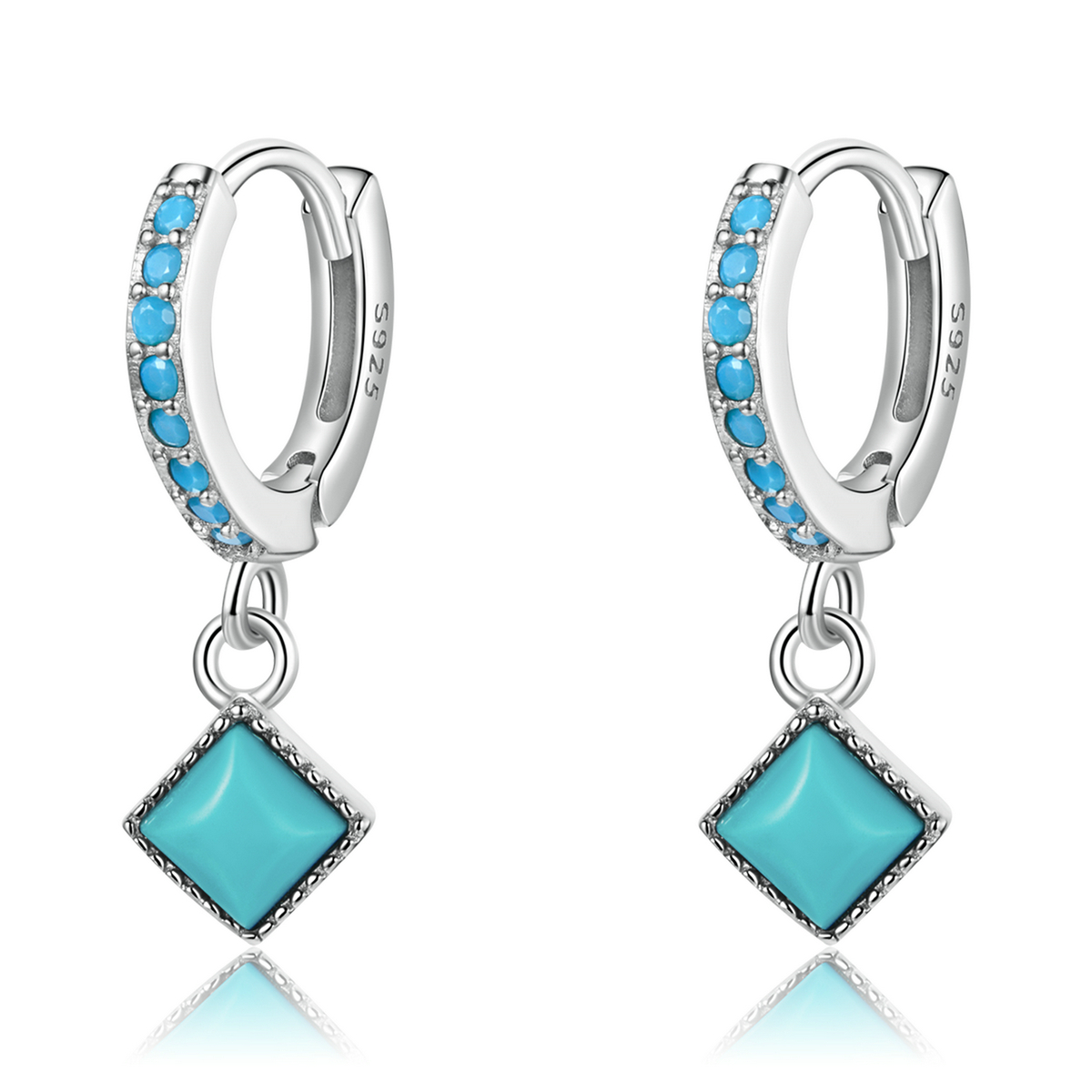 pandora style turquoise hoop earrings sce1307