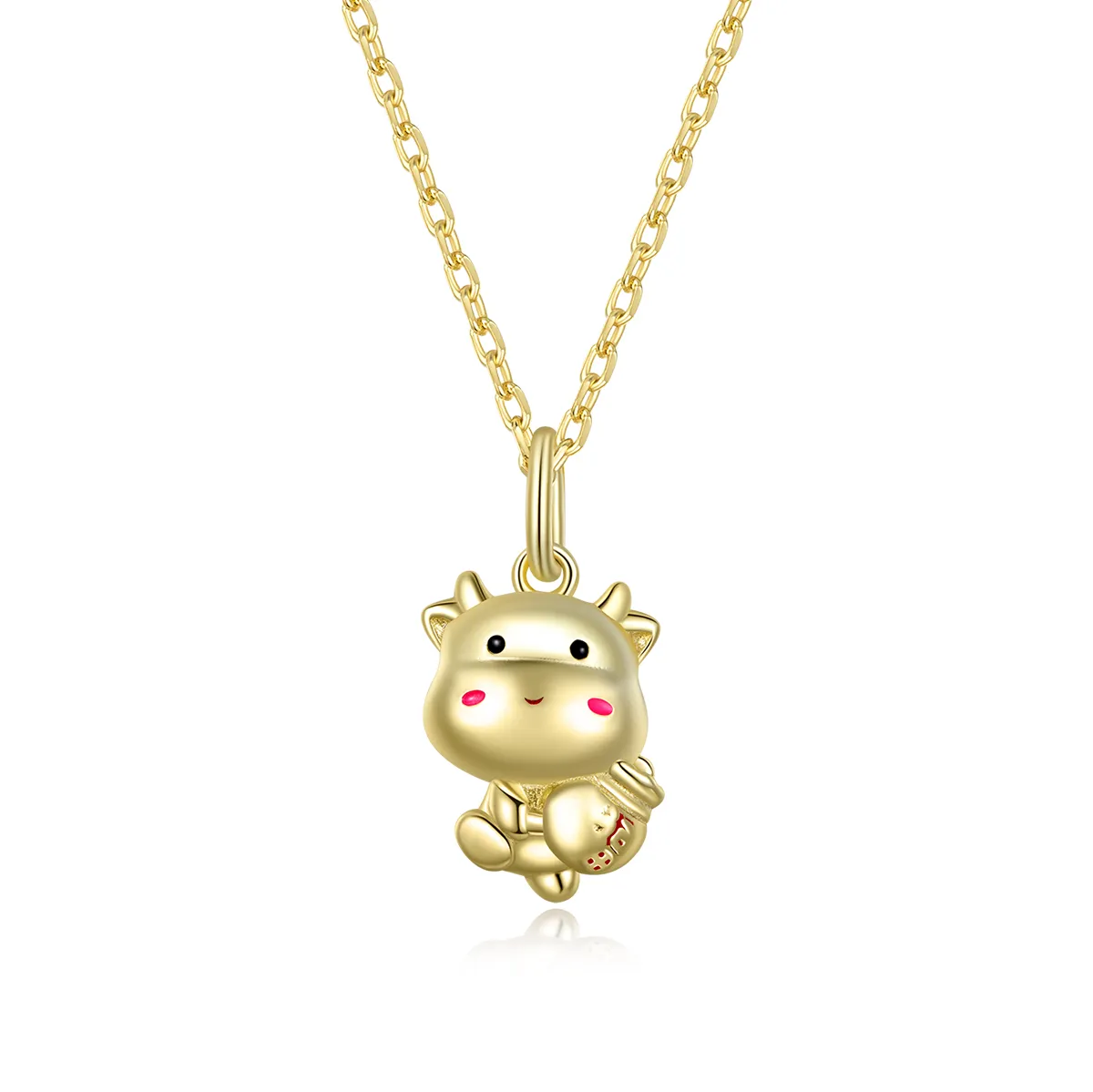 pandora style cute lucky cow necklace scn444