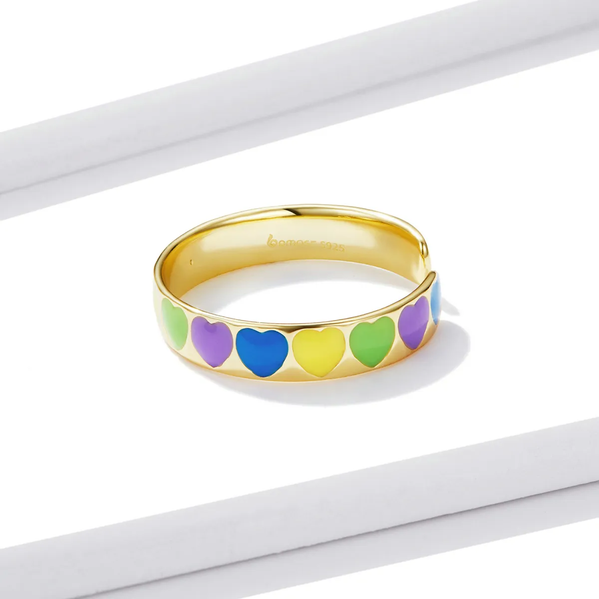 PANDORA Style Colorful Hearts Open Ring - BSR222