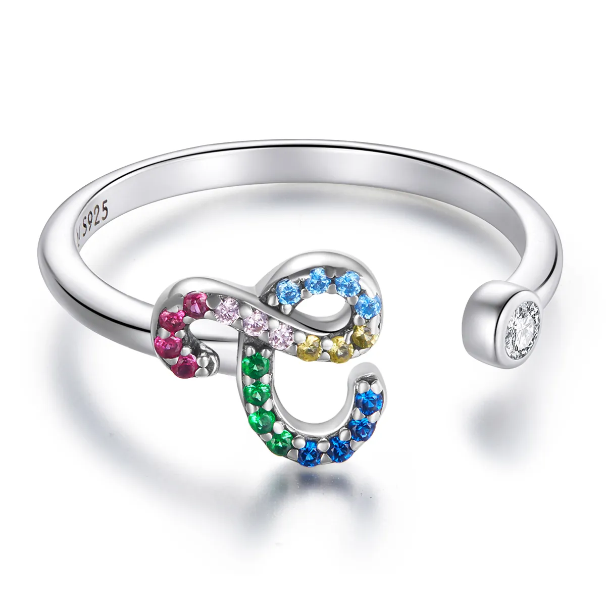 PANDORA Style Colorful Letter-C Open Ring - SCR723-C