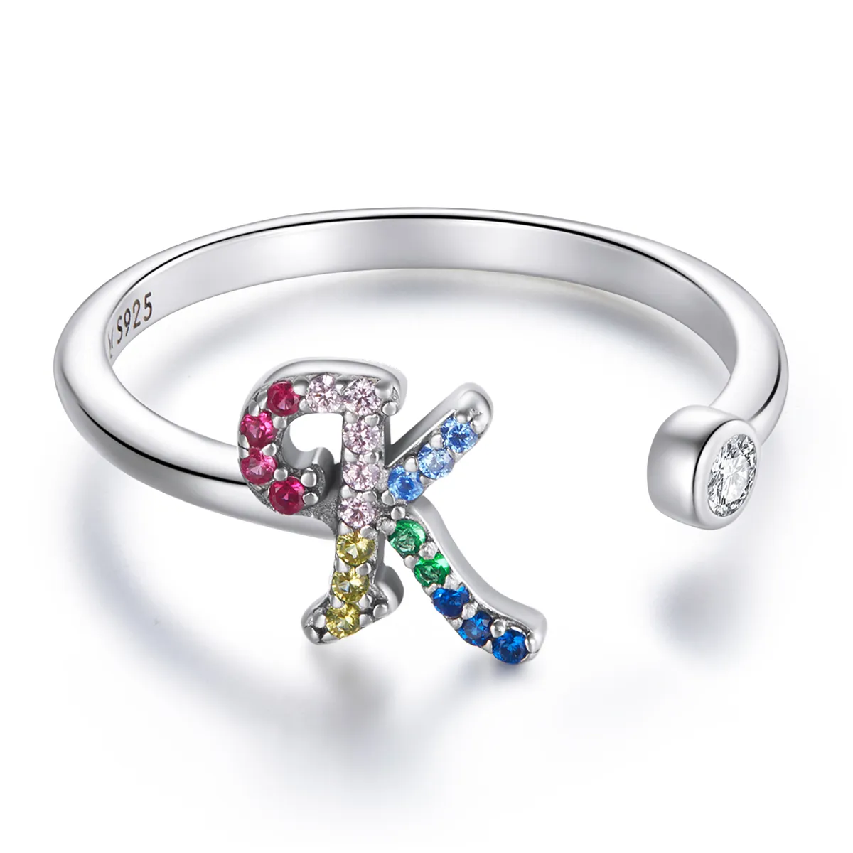 PANDORA Style Colorful Letter-K Open Ring - SCR723-K