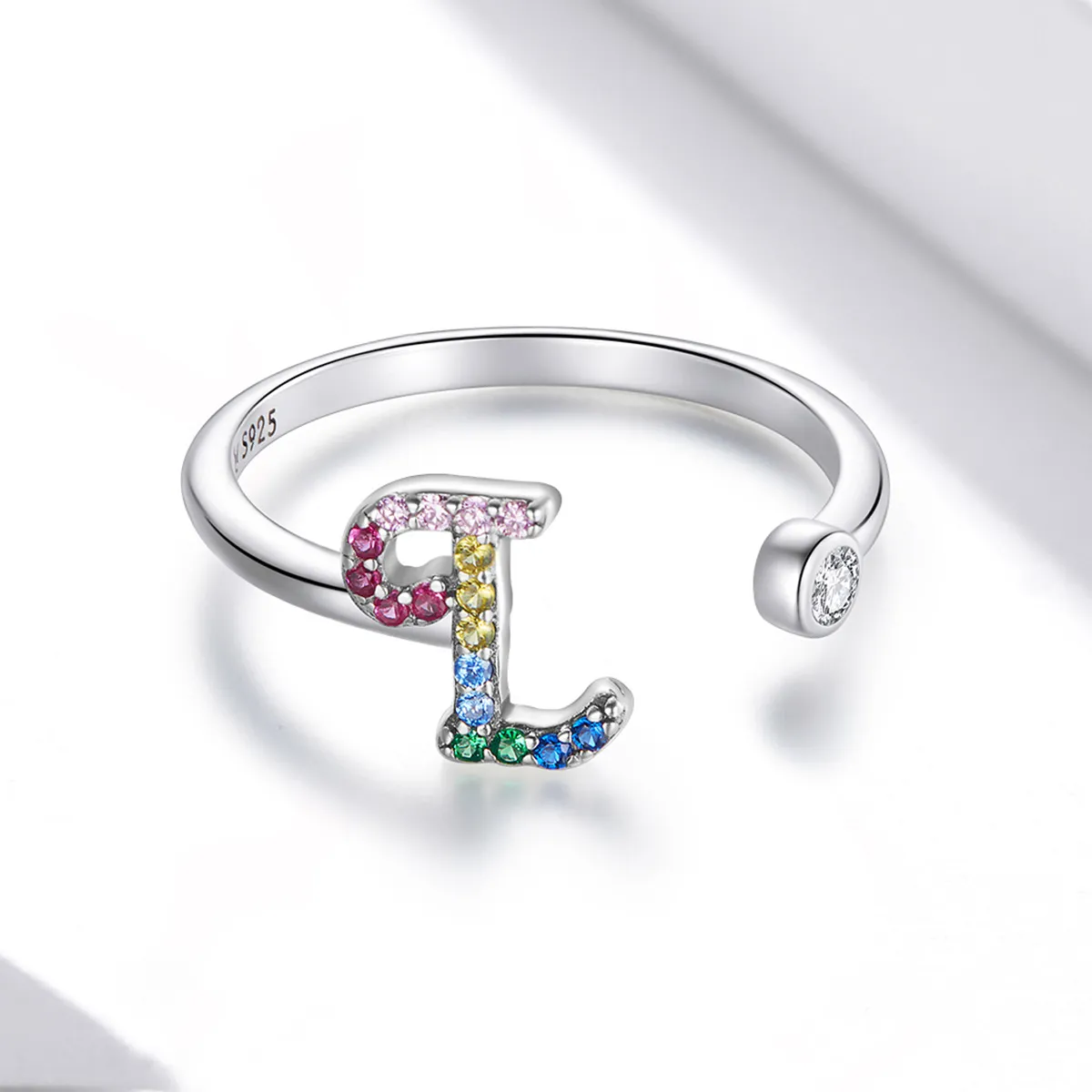 PANDORA Style Colorful Letter-L Open Ring - SCR723-L