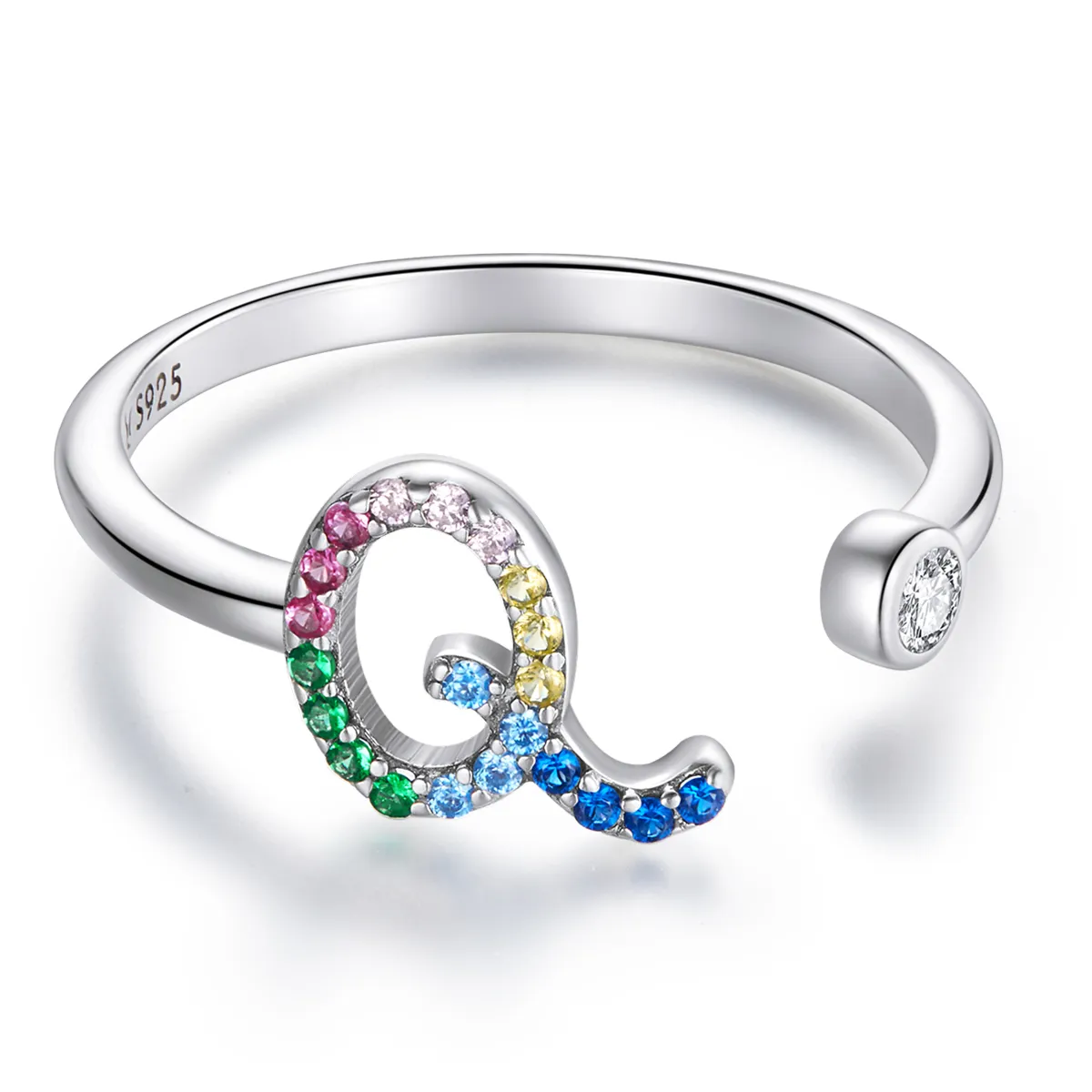 pandora style colorful letter q open ring scr723 q