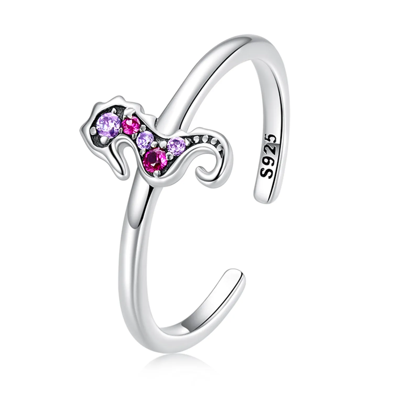 pandora style exquisite seahorse open ring scr816