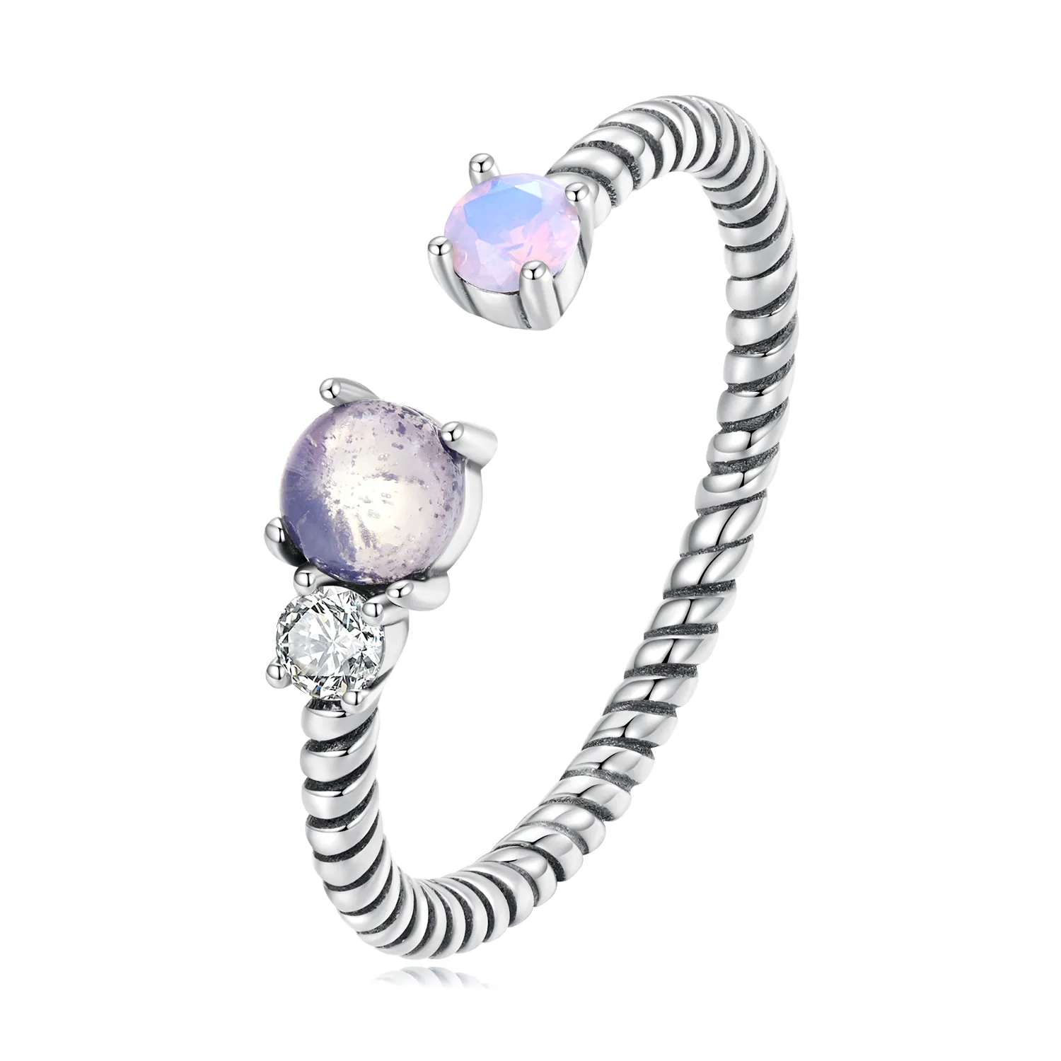 pandora style gem twist open ring scr839