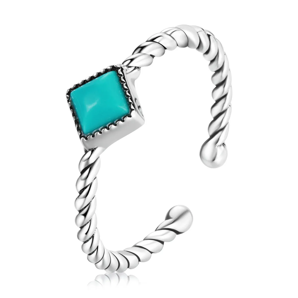 pandora style geometric turquoise open ring scr753