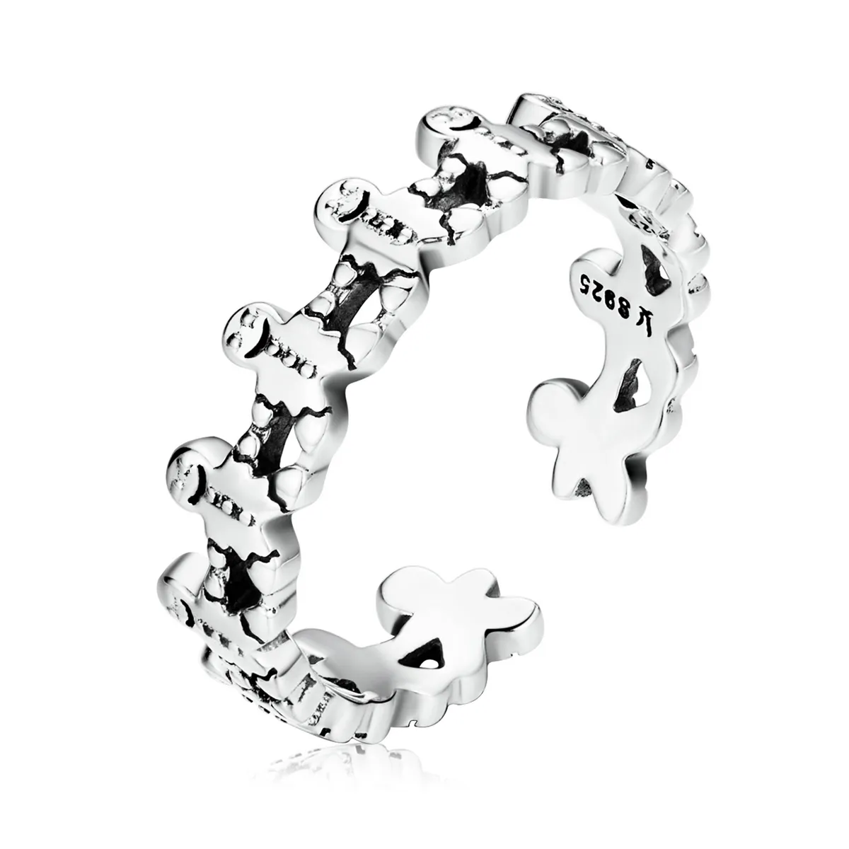 pandora style gingerbread man open ring scr762