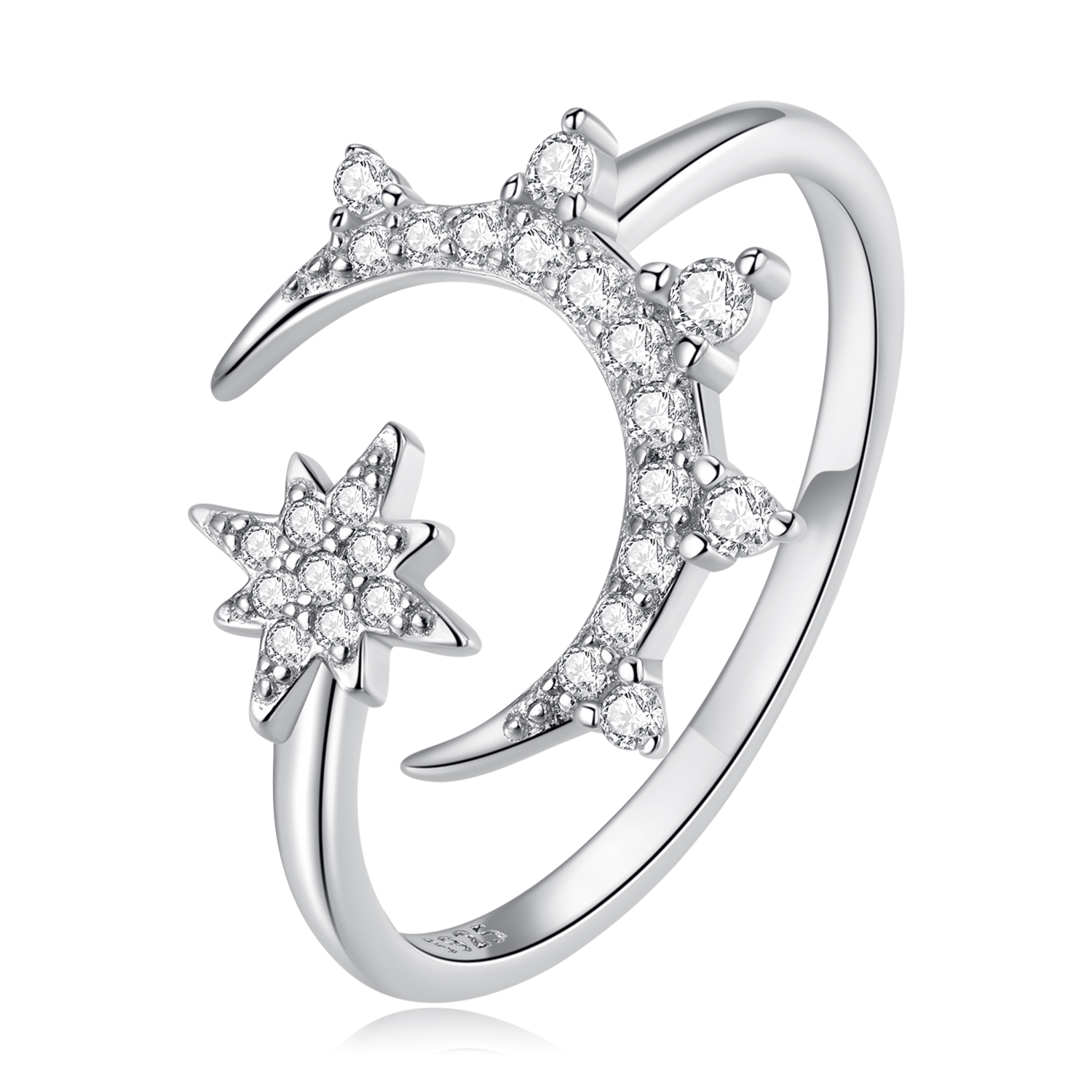 pandora style moon and stars open ring bsr300