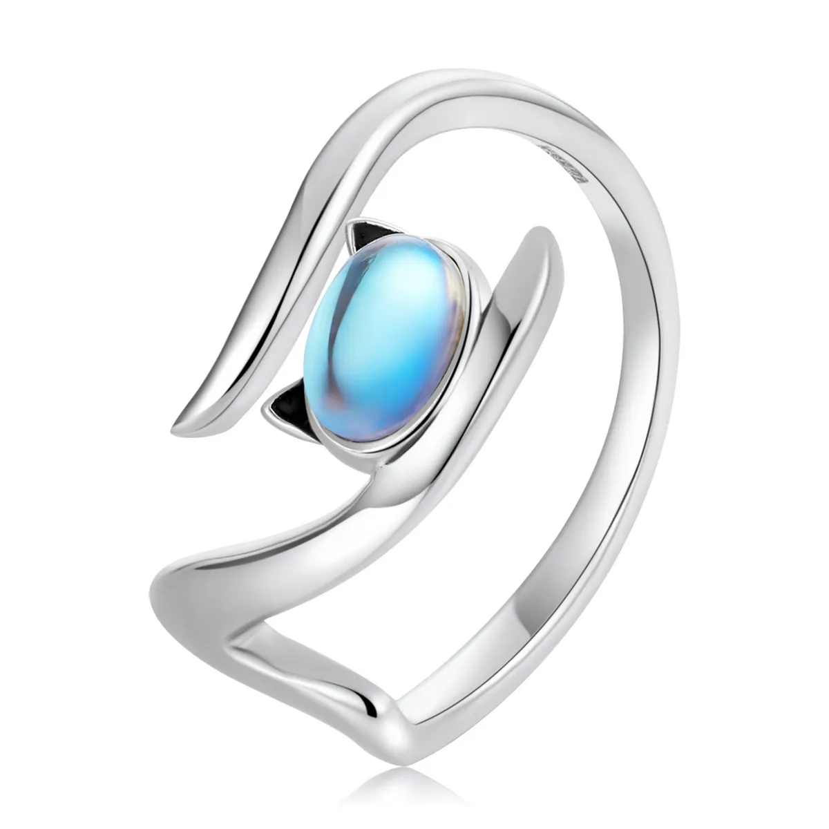 pandora style moonstone cat open ring scr783