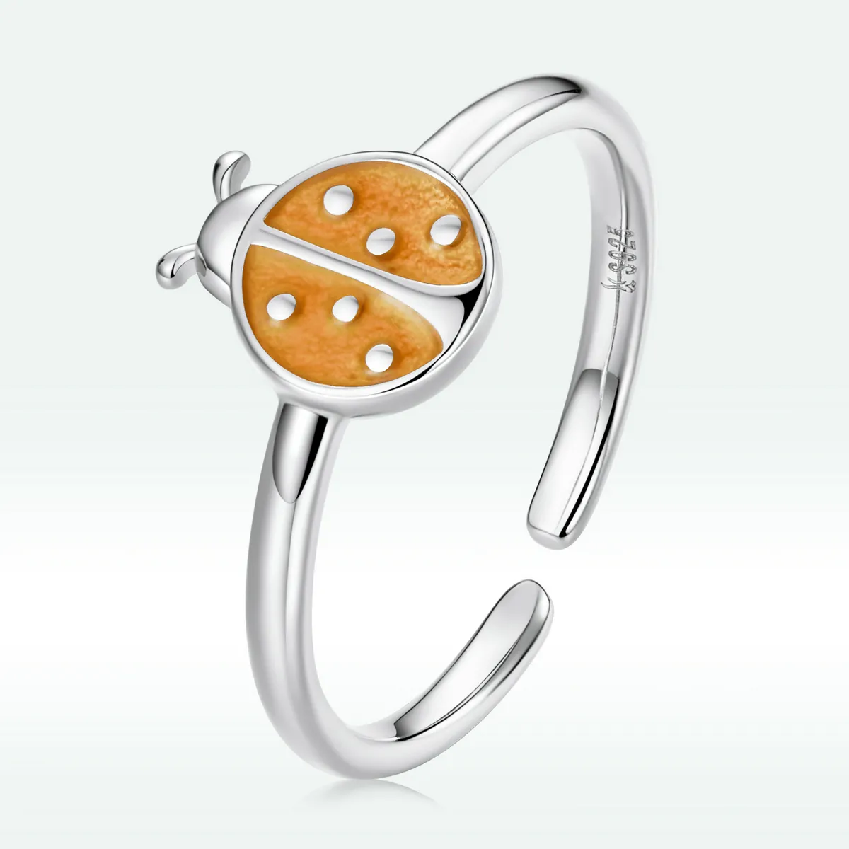 pandora style orange ladybug open ring scr774